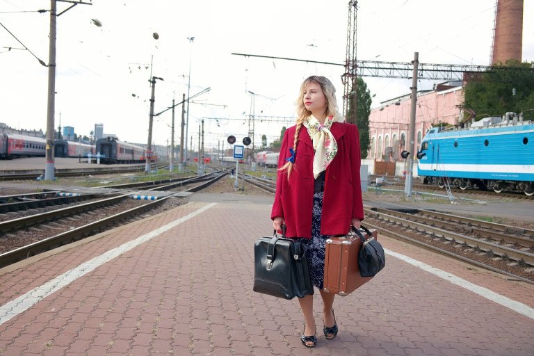 Business Traveller on Railway Platform