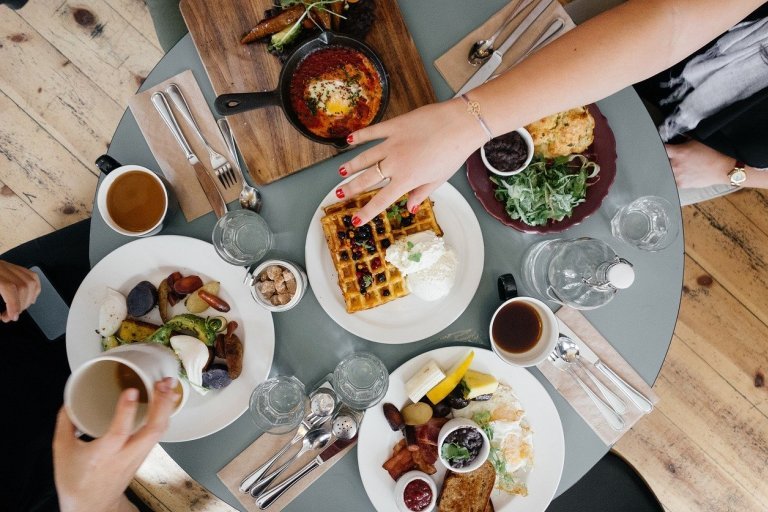 Variety of dishes for breakfast